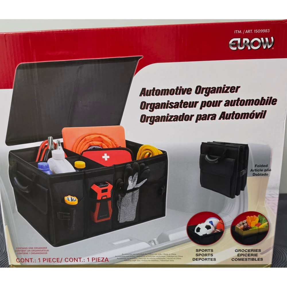 Eurow Automotive Organizer Large Black Collapsible Trunk Storage 1509983